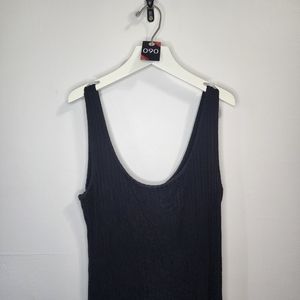090 Revamped black ribbed tank dress